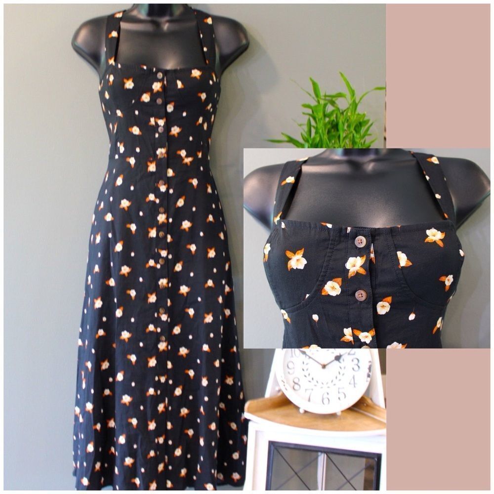 WeWoreWhat Harper Black Floral Midi Dress